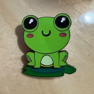 Frog on a Lily Pad Enamel Bobble Pin Cute Green Decorative Enamel Pin